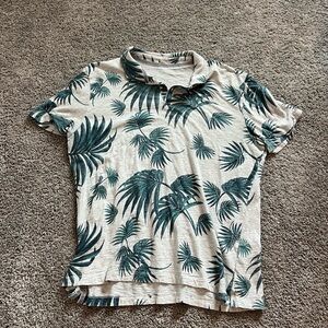 Banana Republic Vintage Green Leaf Print Polo Shirt